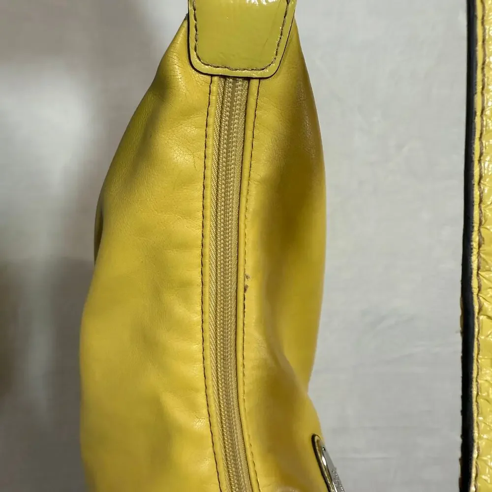 Nine & Co Yellow Handbag‎ Shoulder Bag Purse Faux Leather Retro Y2K Babydoll - Picture 6 of 12